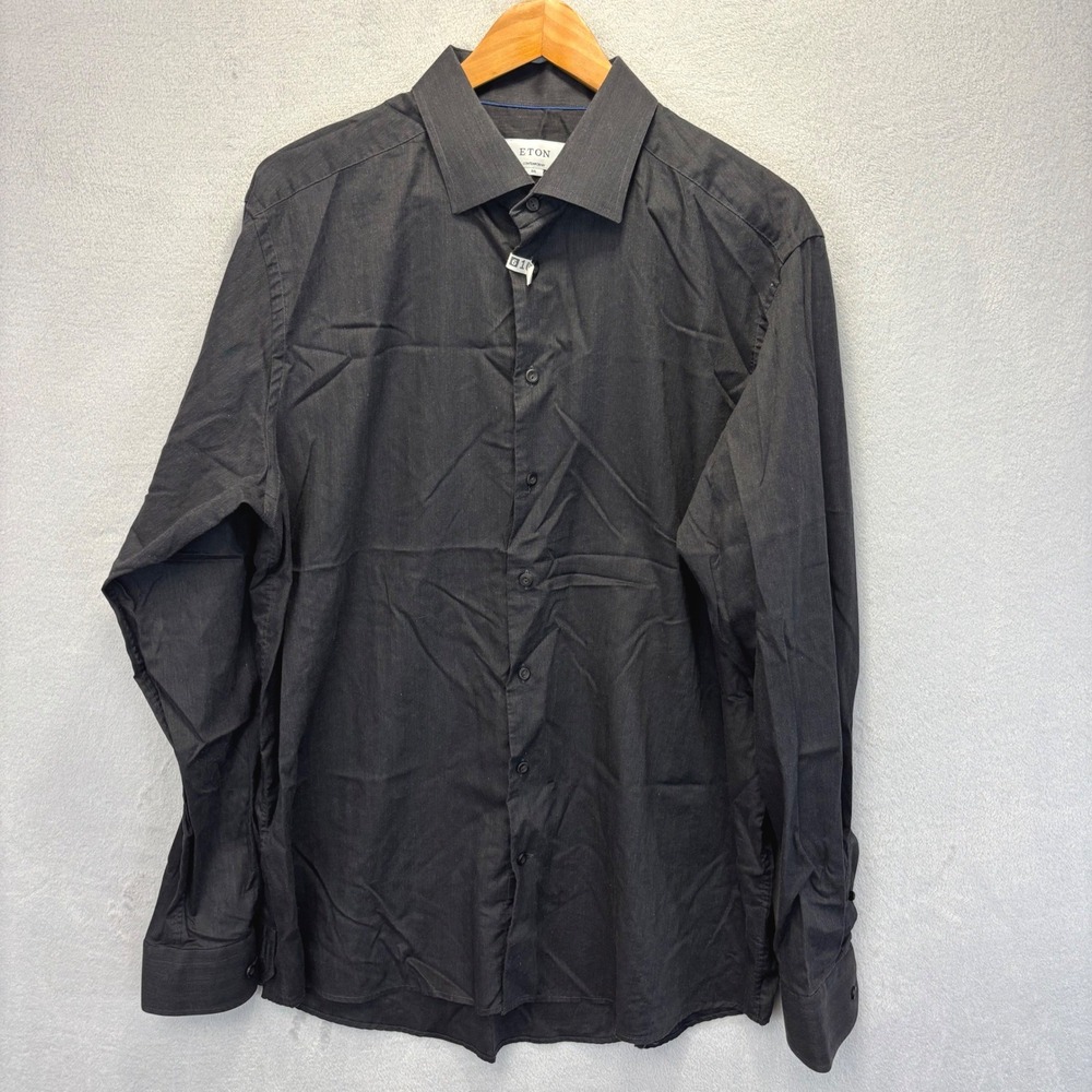Eton Contemporary Fit Dress Shirt Mens XXL 46-18 Gray Long Sleeve Formal Office